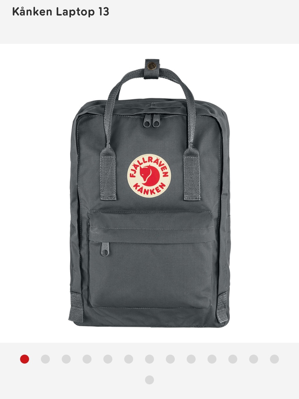 Fjallraven Kånken Laptop 13 Backpack in Graphite with Red Logo